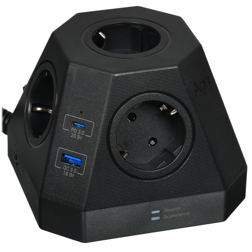 Сетевой фильтр AGNI TP-VH4U5E-PD2-2m-black черный