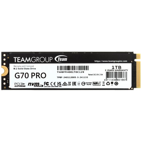 1000 ГБ M.2 NVMe накопитель TEAMGROUP T-FORCE G70 Pro [TM8FFH001T0C129]