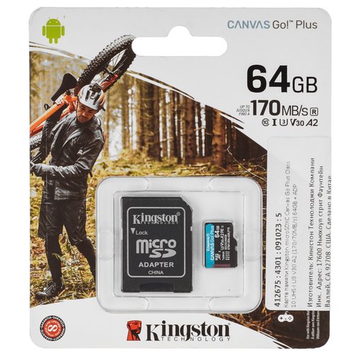 Карта памяти Kingston Canvas Go! Plus microSDXC 64 ГБ [00000412675]