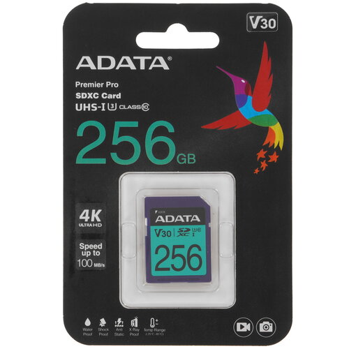 Карта памяти ADATA Premier Pro SDXC 256 ГБ [ASDX256GUI3V30S-R]