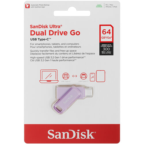 Память OTG USB Flash 64 ГБ SanDisk Ultra Dual Drive Go [SDDDC3-064G-G46L]