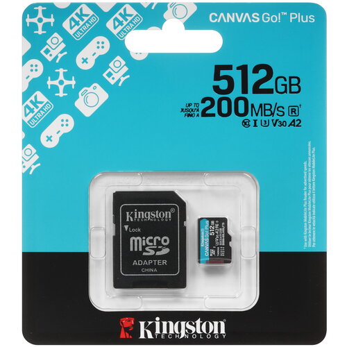 Карта памяти Kingston Canvas Go! Plus microSDXC 512 ГБ [SDCG4/512GB]