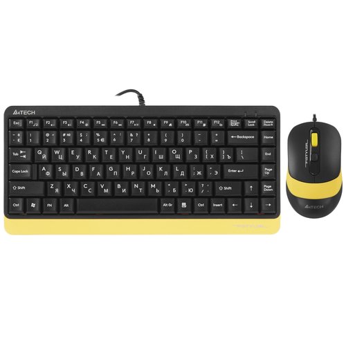 Keyboard and mouse  Wired  A4Tech Fstyler F1110 yellow