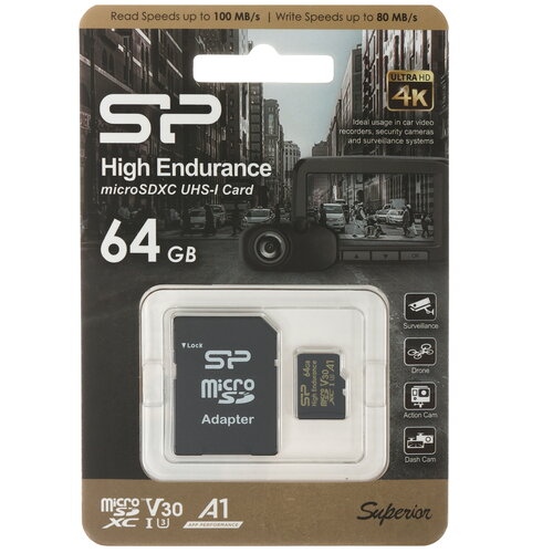 Карта памяти Silicon Power High Endurance microSDXC 64 ГБ [SP064GBSTXDV3V1HSP]