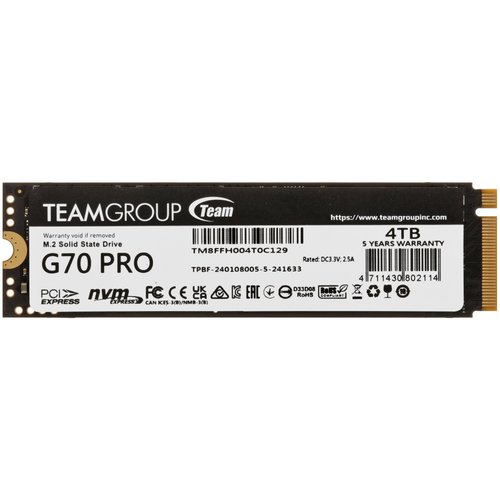 4000 ГБ M.2 NVMe накопитель TEAMGROUP T-FORCE G70 Pro [TM8FFH004T0C129]