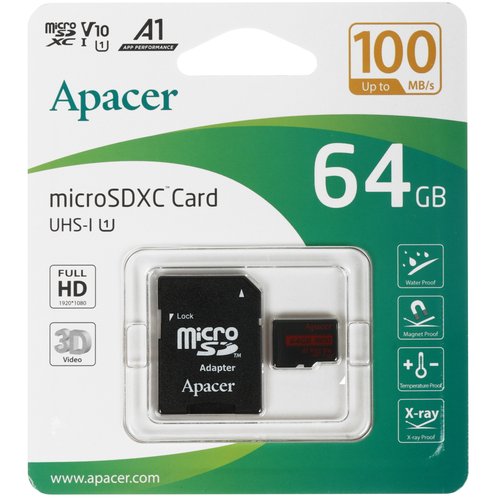 Карта памяти Apacer R100 microSDXC 64 ГБ [AP64GMCSX10UB-R]