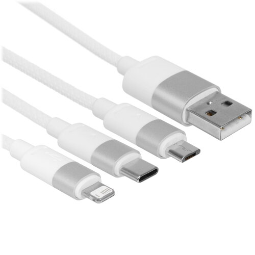 Кабель Baseus Lightning 8-pin, micro USB-B, USB Type-C - USB Type-A белый 1.2 м