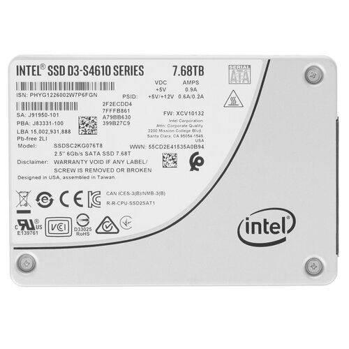7680 ГБ Серверный SSD Intel D3-S4610 Series [SSDSC2KG076T801]