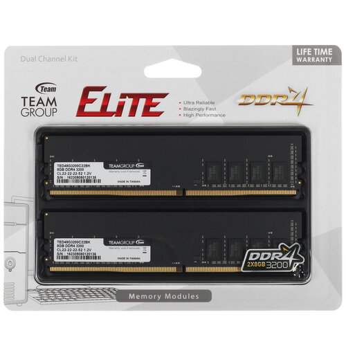 Оперативная память Team Group ELITE [TED416G3200C22DC016] 16 ГБ