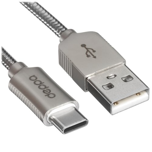 Купить Кабель круглый DEPPA USB Type-C - USB Type-A серебристый 1.2 м в ...