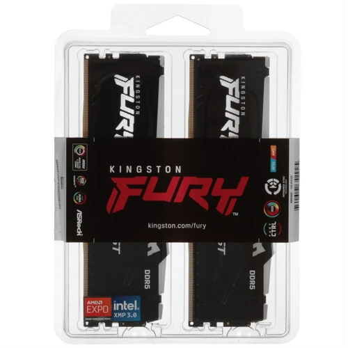 Оперативная память Kingston Fury Beast Black RGB, DDR5, 32GB (2x16GB), 6800 MHz, CL34, с радиатором, RGB, черный, фото5