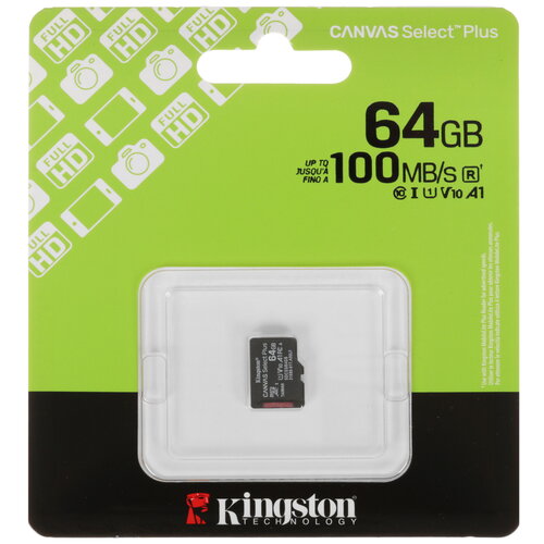 Карта памяти Kingston microSDXC 64 ГБ [SDCS3/64GBSP]