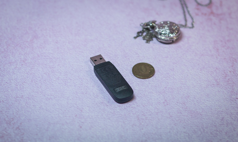 Среднестатистический USB-адаптер радиочастотной гарнитуры. Бывают меньше по размерам, другой формы, с переходниками и так далее.