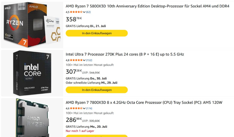 ⚡Ryzen 7 5800X3D стал бестселлером и успешно конкурирует с новыми