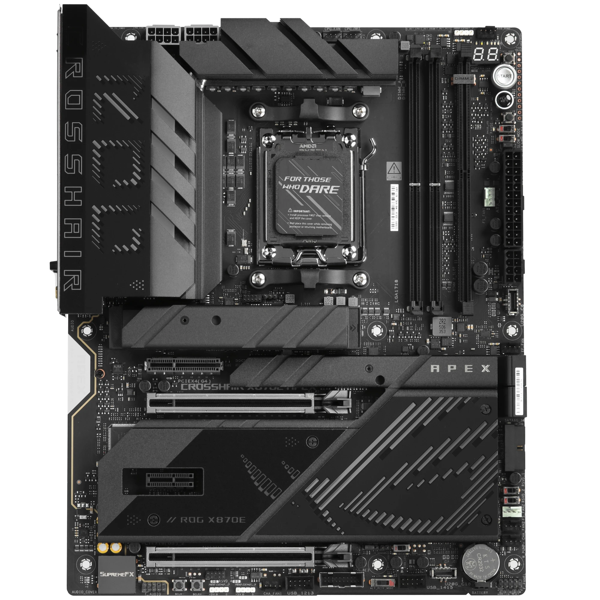 Материнская плата ASUS ROG CROSSHAIR X870E APEX, AM5, AMD X870E, 2xDDR5, 4xSATA, 5xM.2, 1xPCIe 5.0 x16, 1xPCIe 5.0 x8, 1xPCIe 3.0 x4, 1xPCIe 3.0 x1, 1xTOSLINK, 1x5Gb LAN, Wi-Fi 7, Bluetooth 5.4, 2xUSB-C 40Gbps, 1xUSB-C 10Gbps, 5xUSB-A 10Gbps, 2xUSB-A 5Gbps, 2x3.5 мм, 7.1, ATX, фото 1