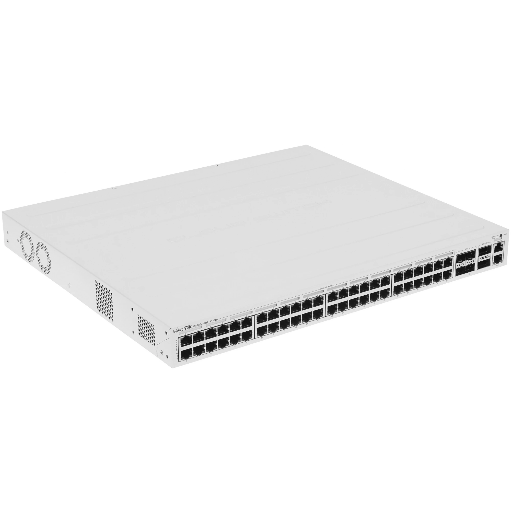 Коммутатор MikroTik CRS354-48P-4S+2Q+RM, 48×1 Гбит/с PoE + 4×10 Гбит/с SFP+ + 2×40 Гбит/с QSFP+, управляемый