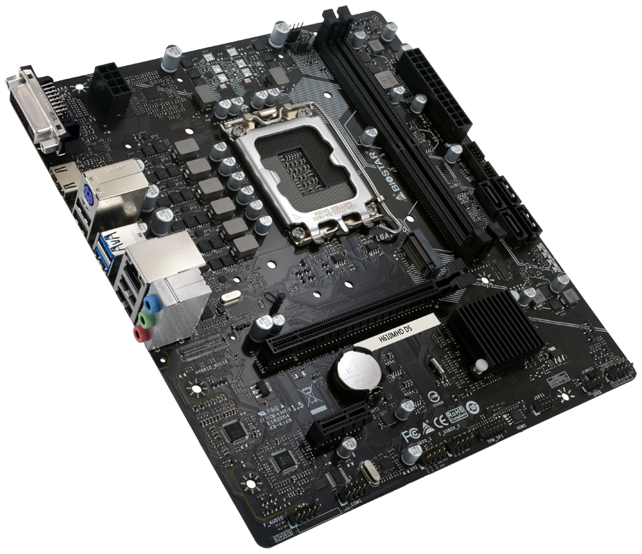 Материнская плата Biostar H610MHD D5, LGA1700, Intel H610, 2xDDR5, 4xSATA, 1xM.2, 1xPCIe 4.0 x16, HDMI, DVI-D, 1x1Gb LAN, 3x3.5 мм, 7.1, microATX, фото12