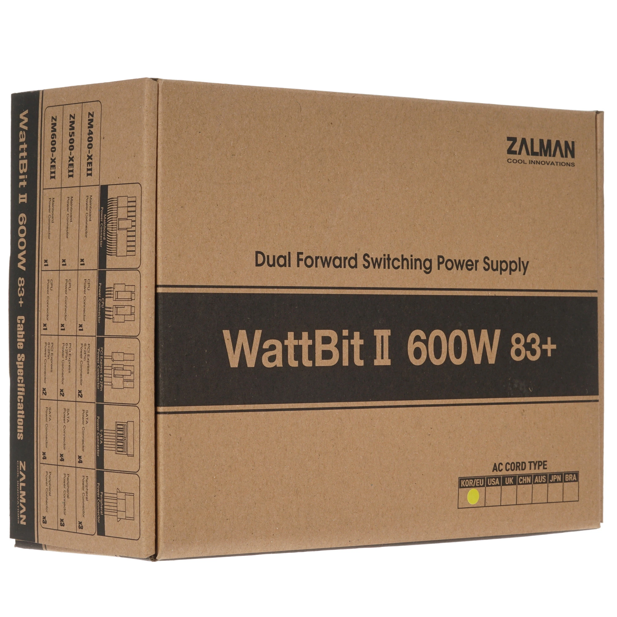 Блок питания ZALMAN Wattbit II 600W, 600Вт, 120мм, немодульный, черный