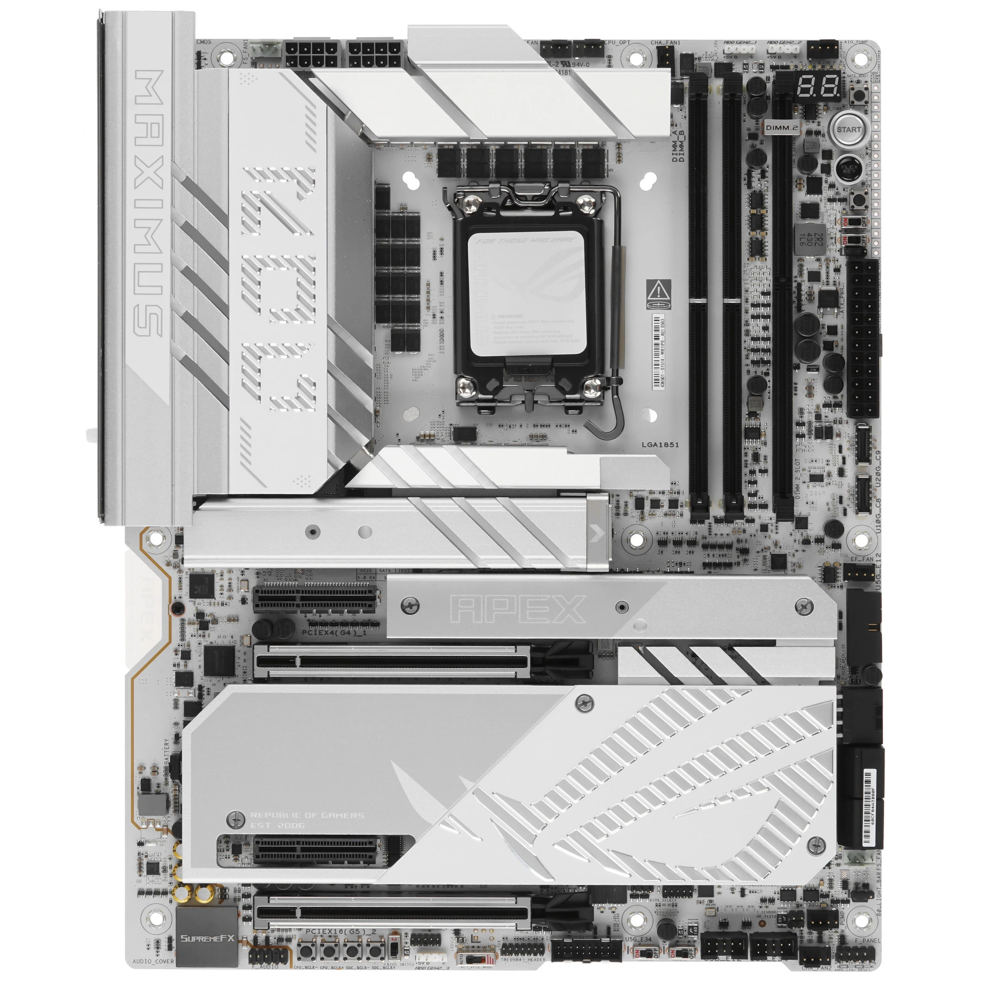 Материнская плата ASUS ROG MAXIMUS Z890 APEX, LGA 1851, Intel Z890, 2xDDR5, 4xSATA, 4xM.2, 1xPCIe 5.0 x16, 1xPCIe 5.0 x8, 2xUSB-C Thunderbolt 4, 1xUSB-C 20Gbps, 4xUSB-A 10Gbps, 4xUSB-A 5Gbps, 1x 5Gb LAN, 2x3.5 мм, 7.1, ATX, фото2
