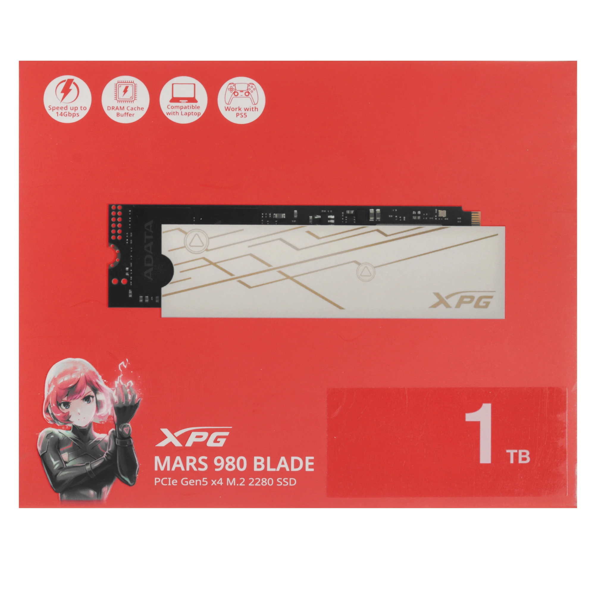 Накопитель SSD ADATA XPG MARS 980 BLADE, 1Tb, PCIe 5.0 x4, M.2 2280, NVMe, R/W 14000/13000, фото6