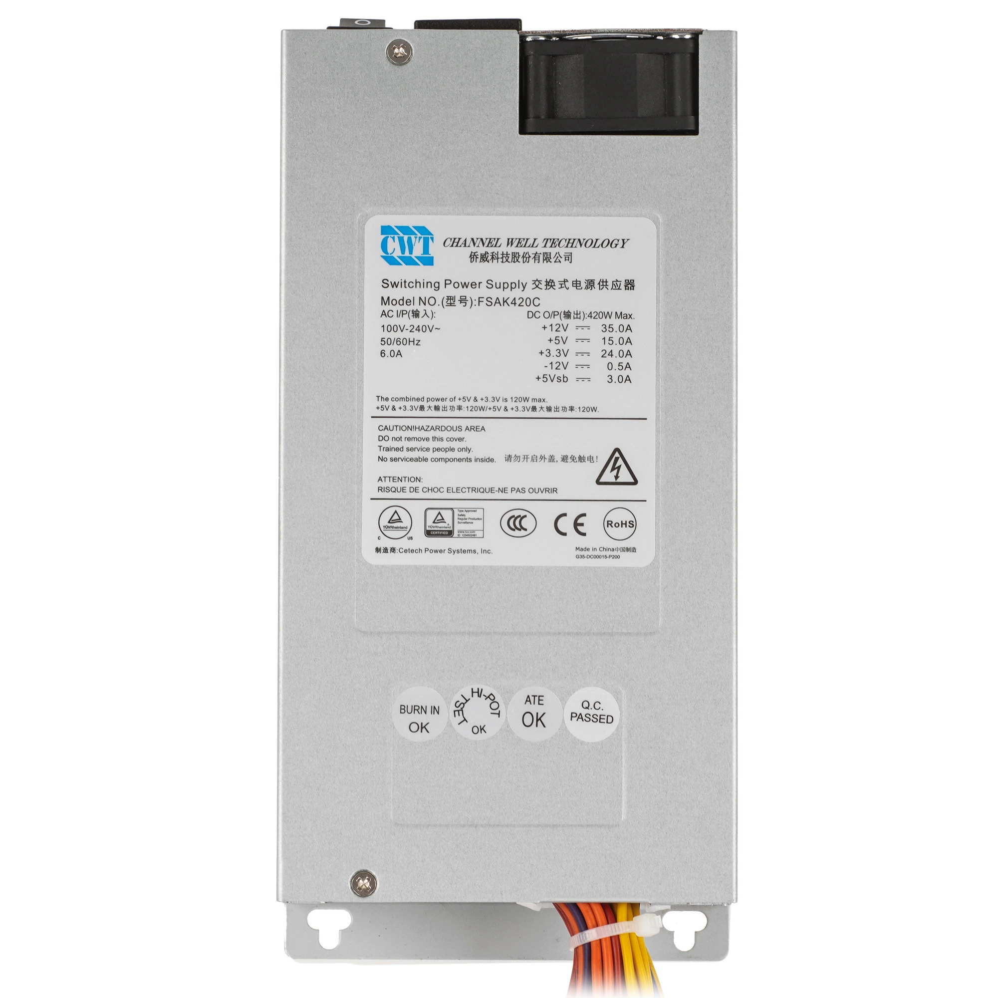 Серверный блок питания ACD FSAK420C, 420Вт, 80+ Standard, 40мм, 1U, универсальный