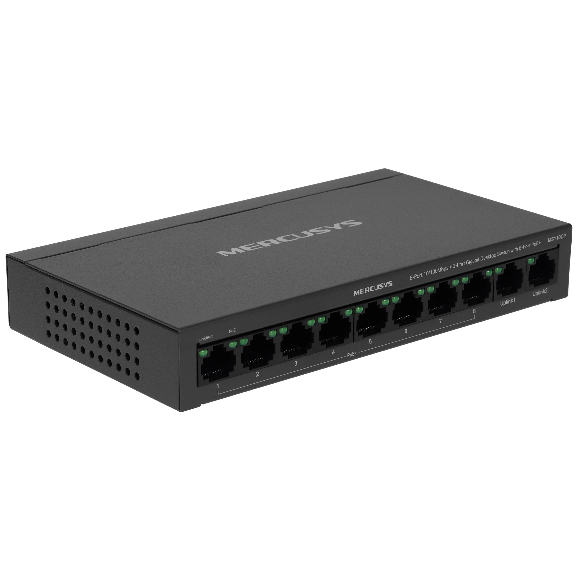 Коммутатор Mercusys MS110CP, 8×100 Мбит/с PoE + 2×1 Гбит/с, неуправляемый