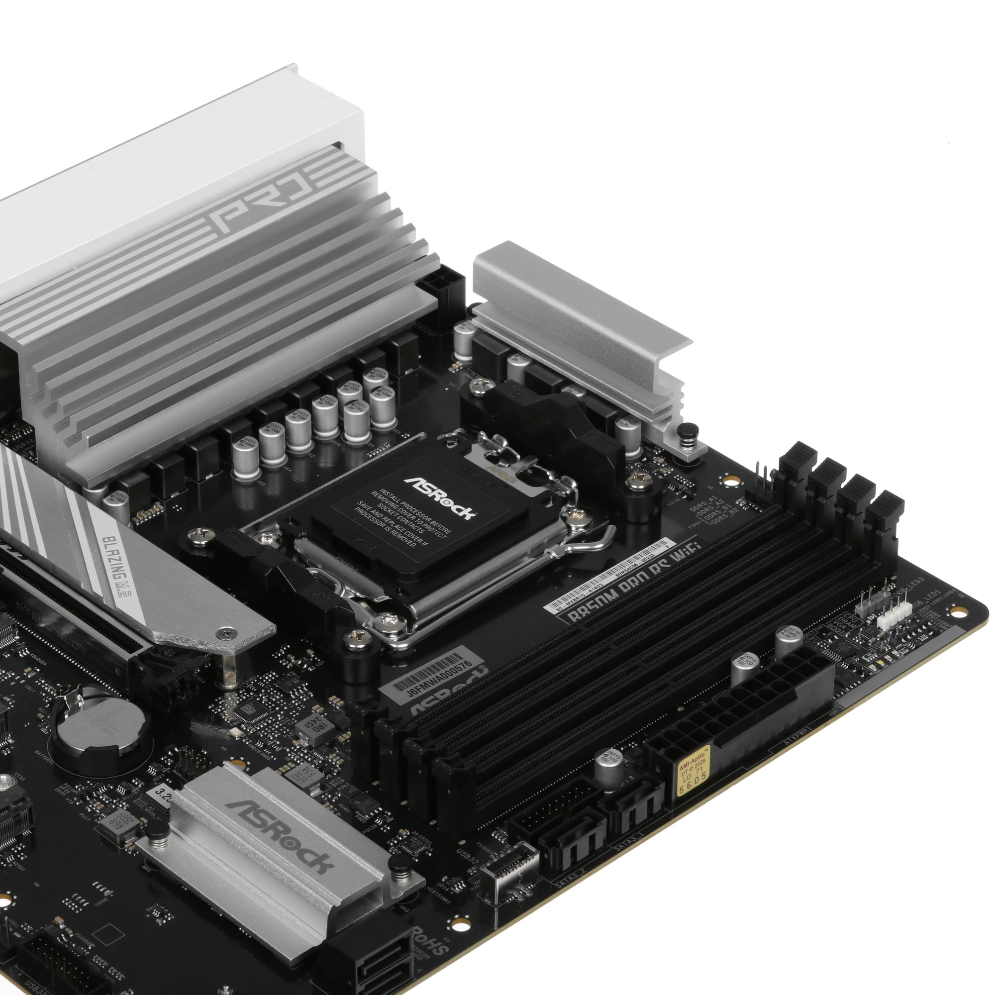 Материнская плата ASRock B850M PRO RS WIFI, AM5, AMD B850, 4xDDR5, 4xSATA, 3xM.2, 1xPCIe 5.0 x16, 1xPCIe 3.0 x4, 1xDP, 1xHDMI, 1x2.5Gb LAN, Wi-Fi 6E, Bluetooth 5.2, 1xUSB-C 10Gbps, 1xUSB-A 10Gbps, 2xUSB-A 5Gbps, 4xUSB-A 2.0, 3x3.5 мм, 7.1, mATX, фото6