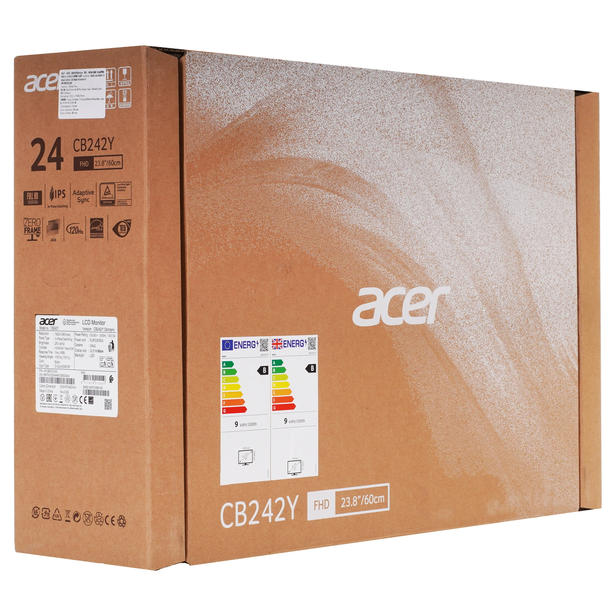 Монитор 23.8' Acer CB242YGbmiprx IPS 1920x1080, 120 Гц, 1 мс (MPRT), 16:9, 250 кд/м², VGA, HDMI 1.4, DP 1.2, 3.5 Jack, динамики (2×2 Вт), HDR10, FreeSync, черный, фото14