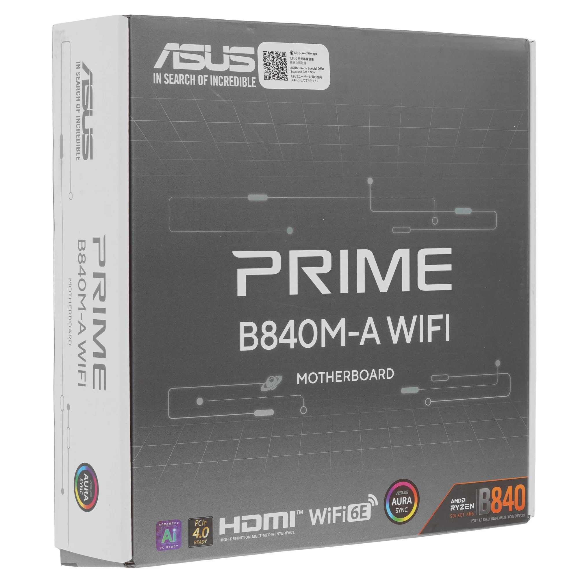 Материнская плата ASUS PRIME B840M-A WIFI, AM5, AMD B840, 4xDDR5, 4xSATA, 3xM.2, 1xPCIe 4.0 x16, 2xPCIe 3.0 x1, DisplayPort, HDMI, 1x2.5Gb LAN, USB Type-C, 3x3.5 мм, 7.1, microATX, фото8