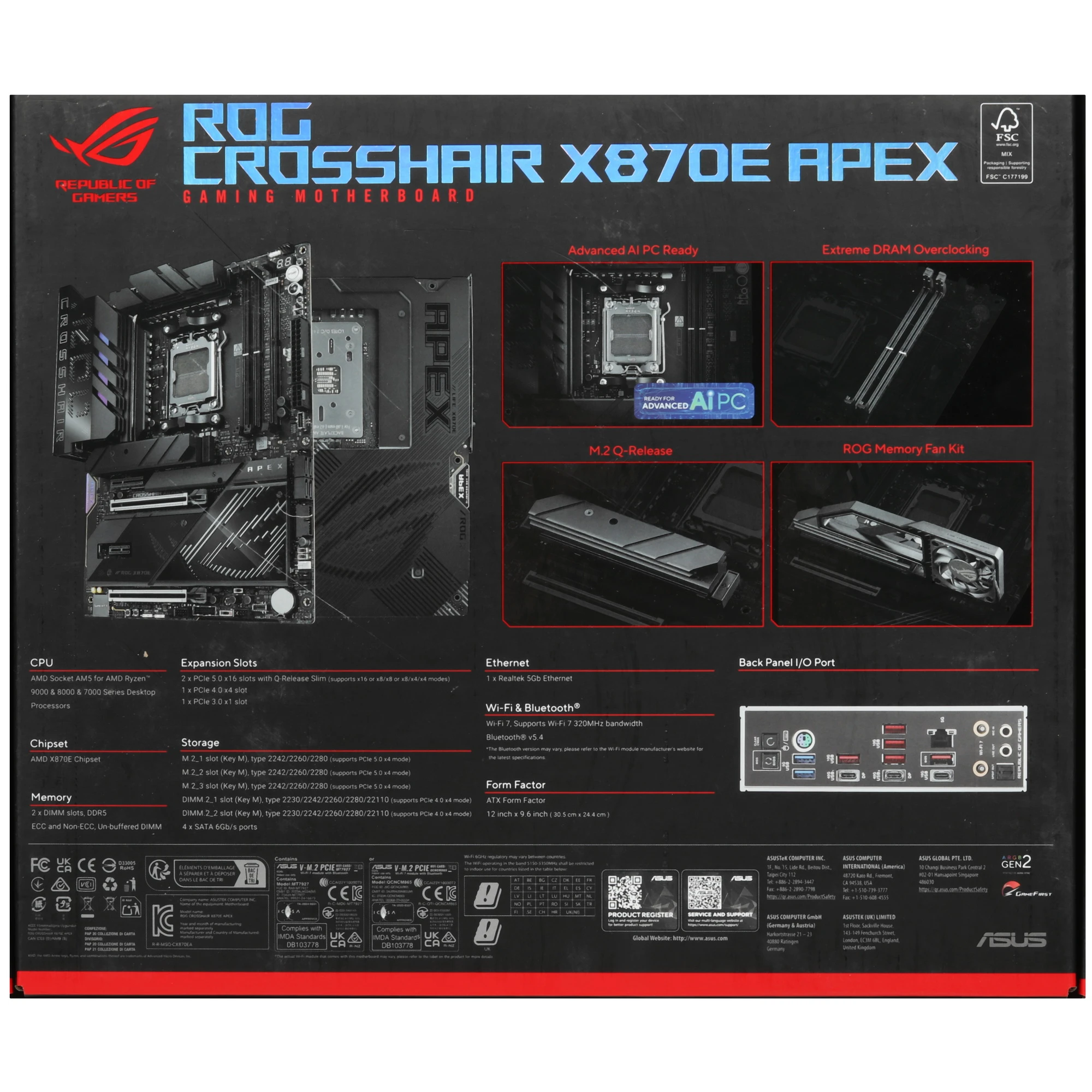 Материнская плата ASUS ROG CROSSHAIR X870E APEX, AM5, AMD X870E, 2xDDR5, 4xSATA, 5xM.2, 1xPCIe 5.0 x16, 1xPCIe 5.0 x8, 1xPCIe 3.0 x4, 1xPCIe 3.0 x1, 1xTOSLINK, 1x5Gb LAN, Wi-Fi 7, Bluetooth 5.4, 2xUSB-C 40Gbps, 1xUSB-C 10Gbps, 5xUSB-A 10Gbps, 2xUSB-A 5Gbps, 2x3.5 мм, 7.1, ATX, фото11