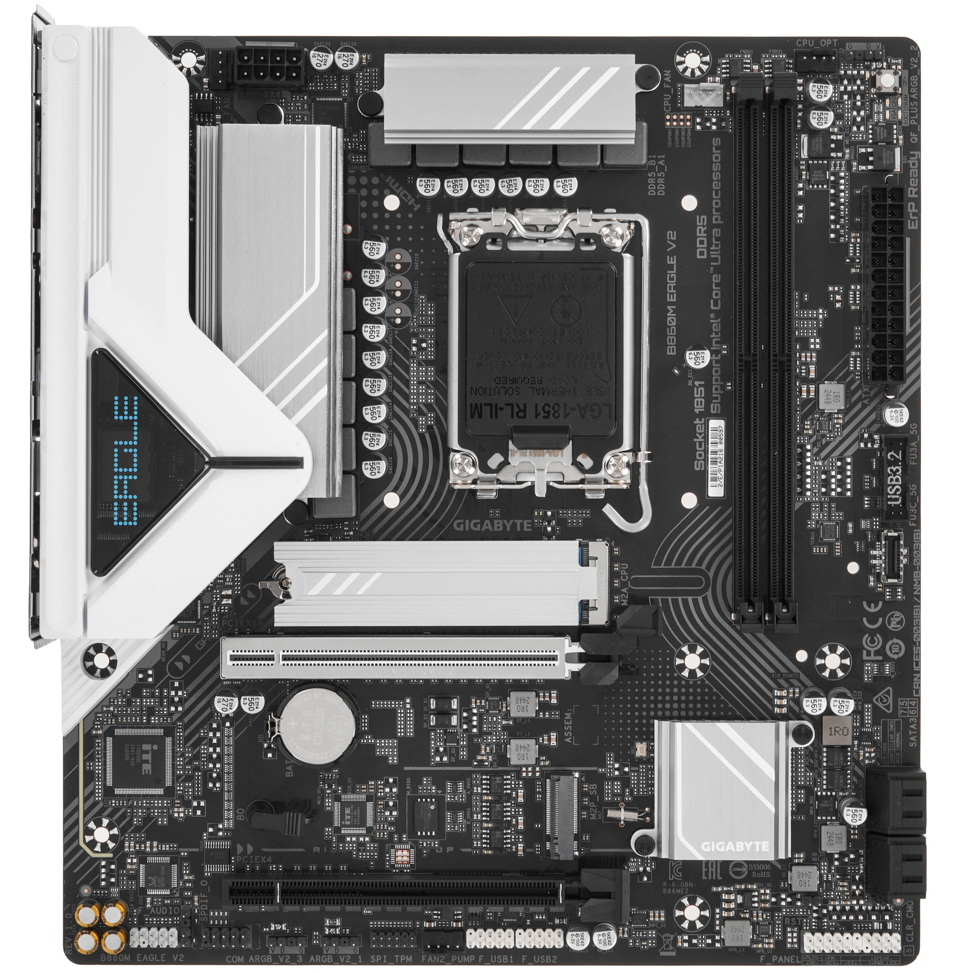 Материнская плата GIGABYTE B860M EAGLE V2, LGA1851, Intel B860, 2xDDR5, 4xSATA, 2xM.2, 2xPCIe x16, DisplayPort, HDMI, 1x2.5Gb LAN, 3x3.5 мм, 7.1, microATX