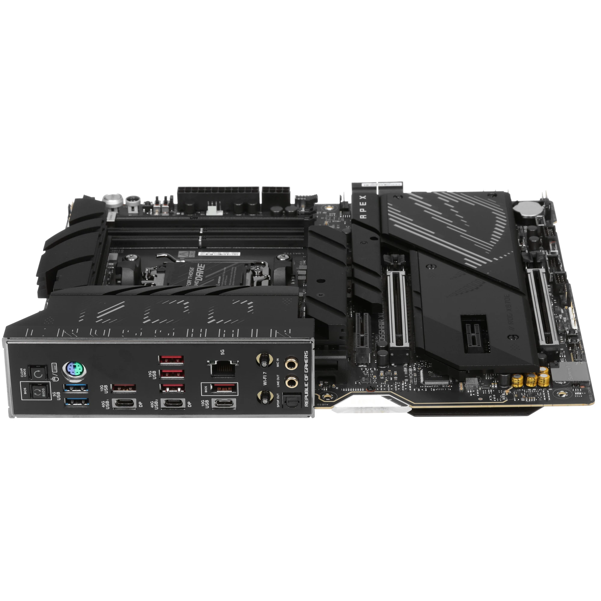 Материнская плата ASUS ROG CROSSHAIR X870E APEX, AM5, AMD X870E, 2xDDR5, 4xSATA, 5xM.2, 1xPCIe 5.0 x16, 1xPCIe 5.0 x8, 1xPCIe 3.0 x4, 1xPCIe 3.0 x1, 1xTOSLINK, 1x5Gb LAN, Wi-Fi 7, Bluetooth 5.4, 2xUSB-C 40Gbps, 1xUSB-C 10Gbps, 5xUSB-A 10Gbps, 2xUSB-A 5Gbps, 2x3.5 мм, 7.1, ATX, фото4