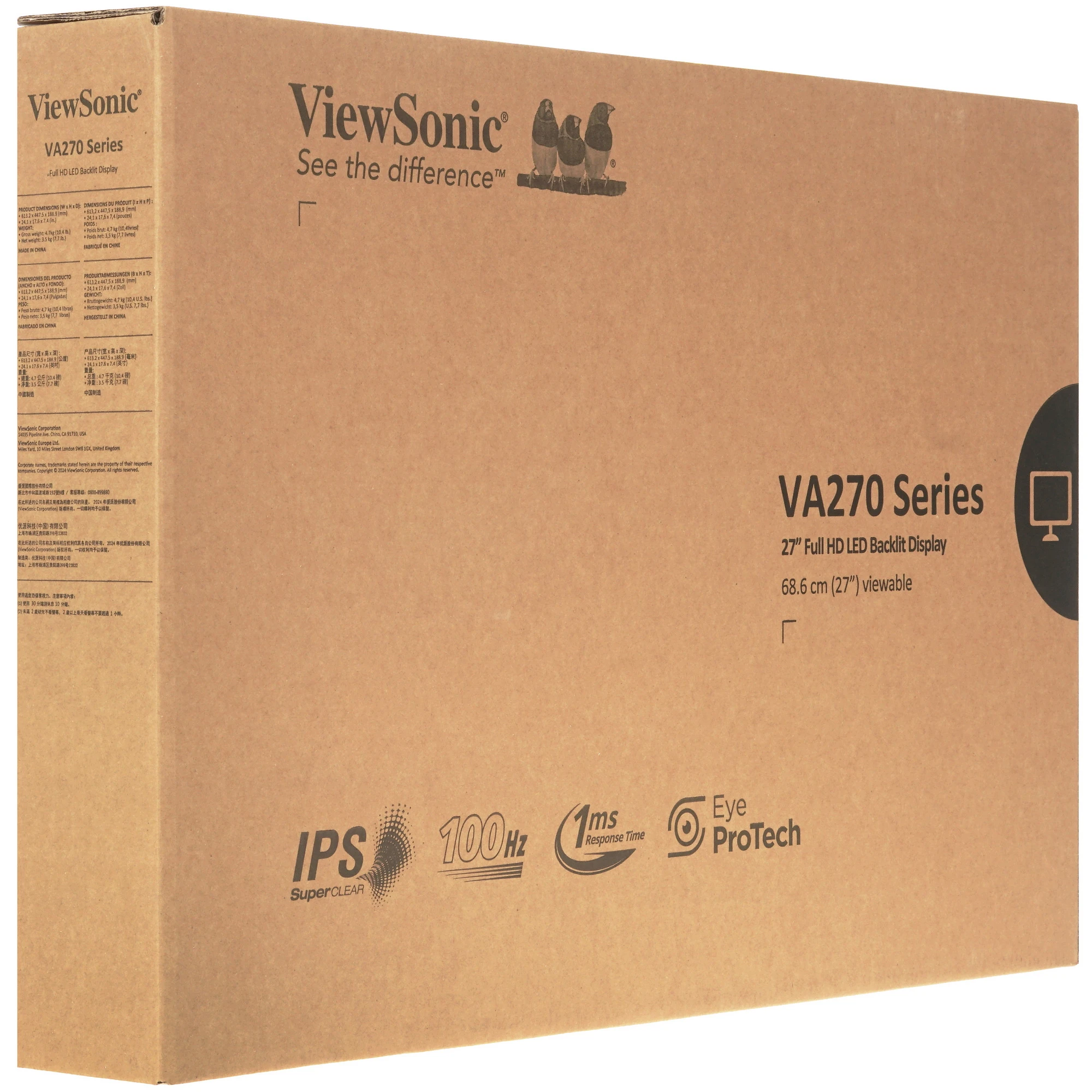Монитор 27' ViewSonic VA270-H-2 IPS 1920x1080, 100 Гц, 1 мс (MPRT), 16:9, 300 кд/м², HDMI 1.4, VGA, Flicker Free, Low Blue Light, черный, фото12