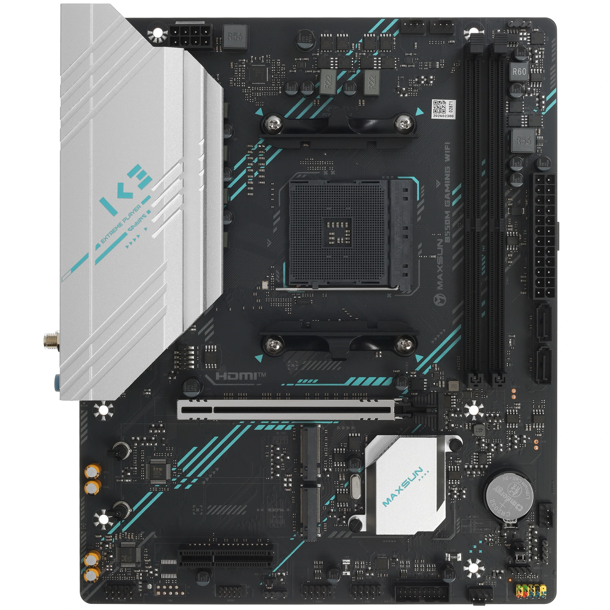 Материнская плата MAXSUN B550M GAMING WIFI, AM4, AMD B550, 2xDDR4, 2xSATA, 2xM.2, 1xPCIe 4.0 x16, DisplayPort, HDMI, 1x1Gb LAN, Wi-Fi 5, Bluetooth, 3x3.5 мм, 5.1, microATX