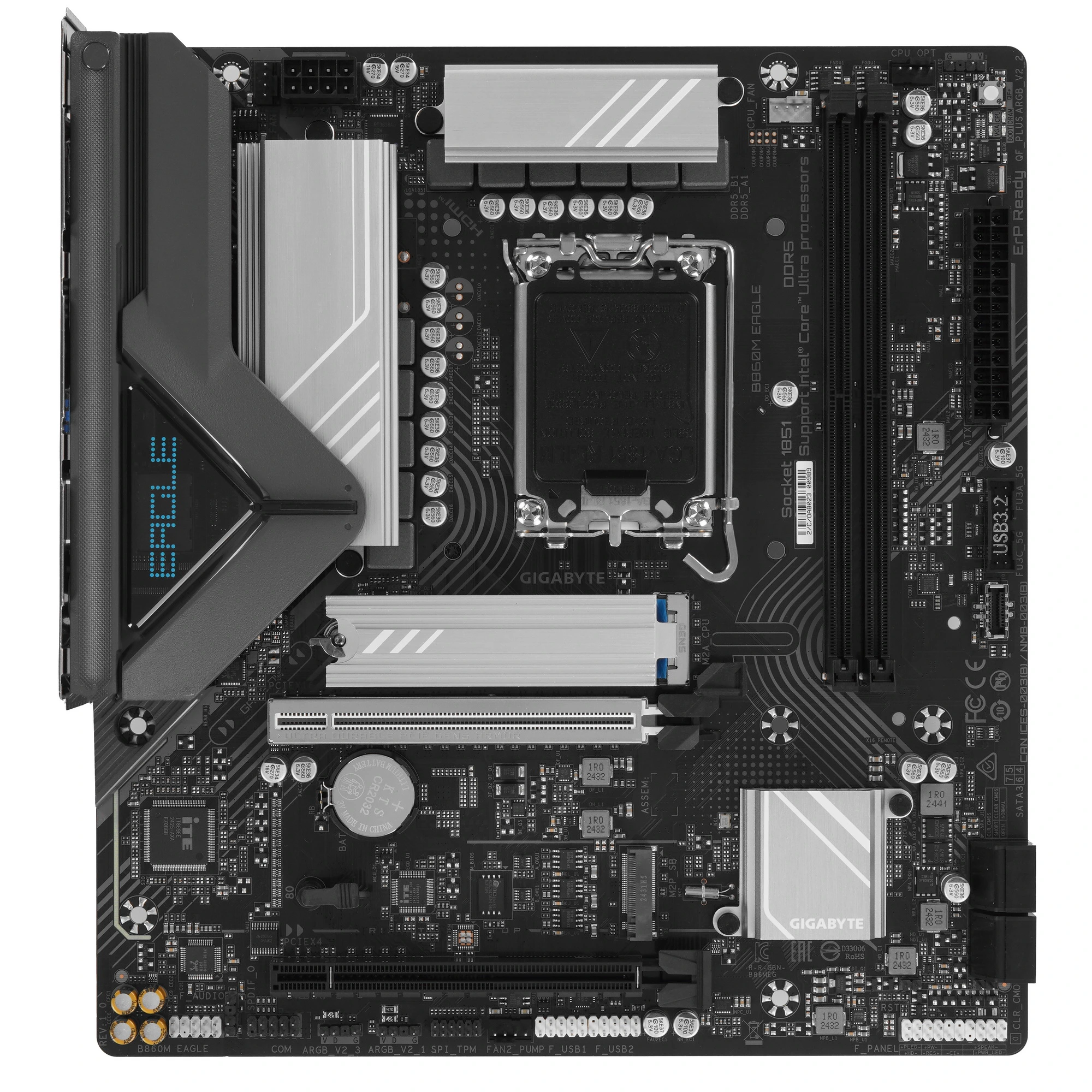 Материнская плата GIGABYTE B860M EAGLE, LGA 1851, Intel B860, 2xDDR5, 4xSATA, 2xM.2, 1xPCIe 5.0 x16, DisplayPort, HDMI, 1x2.5Gb LAN, 3x3.5 мм, 7.1, microATX