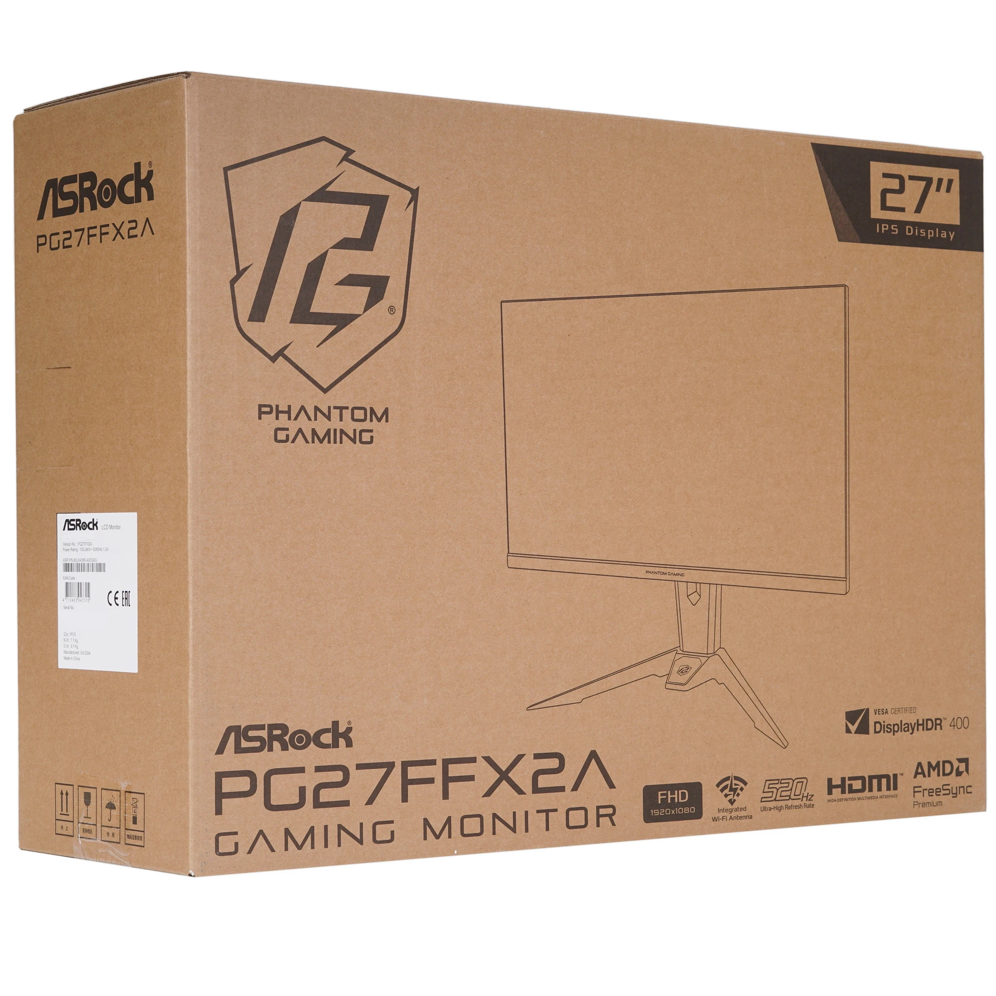 Монитор 27' ASRock Phantom Gaming PG27FFX2A IPS 1920x1080, 520 Гц, 1 мс, 16:9, 400 кд/м², 2xHDMI, 1xDP, черный, фото12