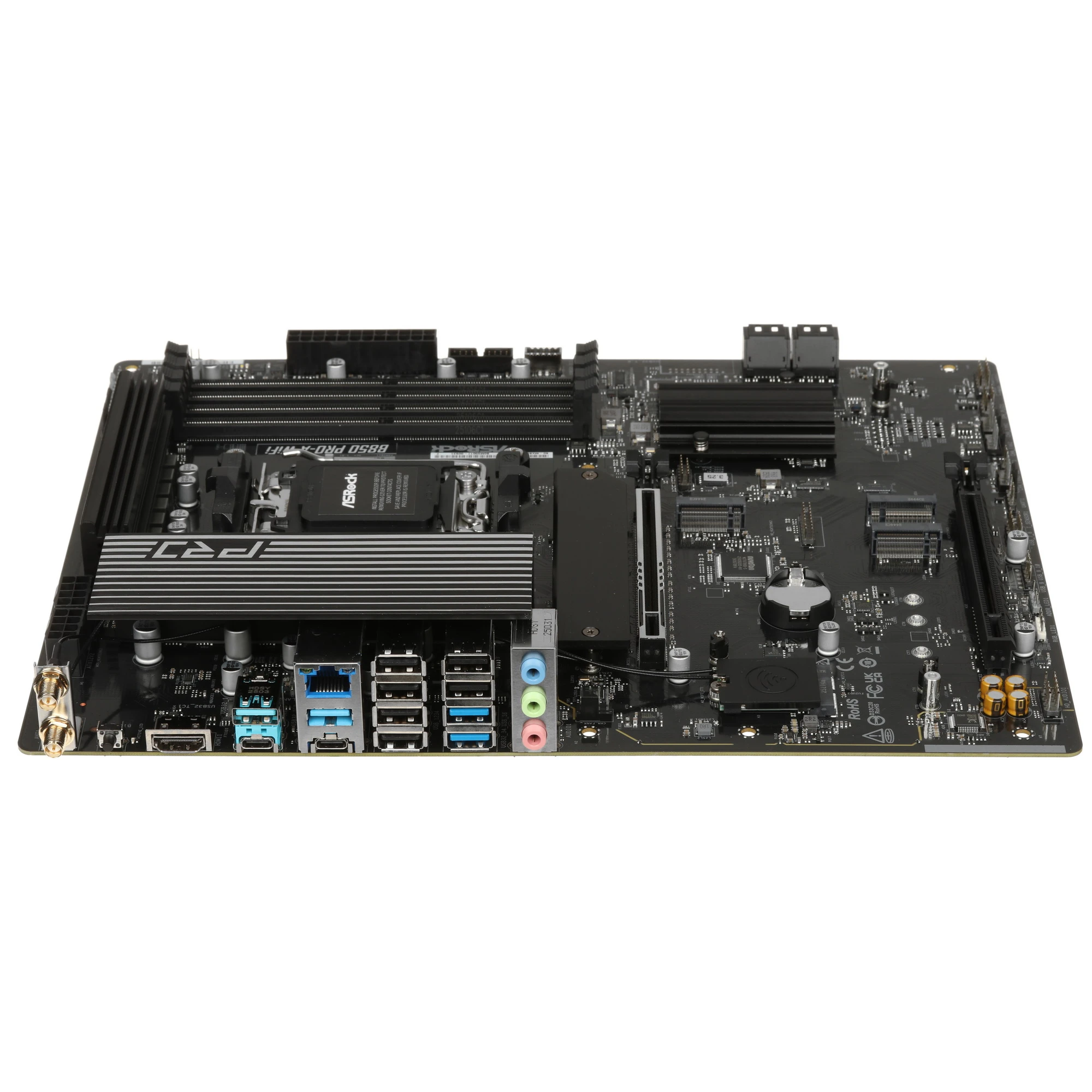 Материнская плата ASRock B850 PRO-A WIFI, AM5, AMD B850, 4xDDR5, 4xSATA, 4xM.2, 1xPCIe 5.0 x16, 1xPCIe 4.0 x4, 1xHDMI, 1xUSB-C, 1x2.5Gb LAN, Wi-Fi 6E, Bluetooth 5.2, 1xUSB-C 10Gbps, 1xUSB-C 5Gbps, 4xUSB-A 5Gbps, 6xUSB-A 2.0, 3x3.5 мм, 7.1, ATX, фото4