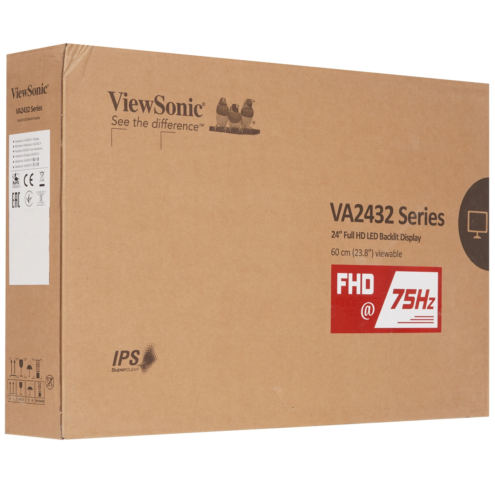 Монитор 23.8' ViewSonic VA2432-H-2 IPS 1920x1080, 75 Гц, 1 мс (MPRT), 16:9, 250 кд/м², VGA, HDMI 1.4, 3.5 Jack, HDR10, FreeSync, черный, фото9