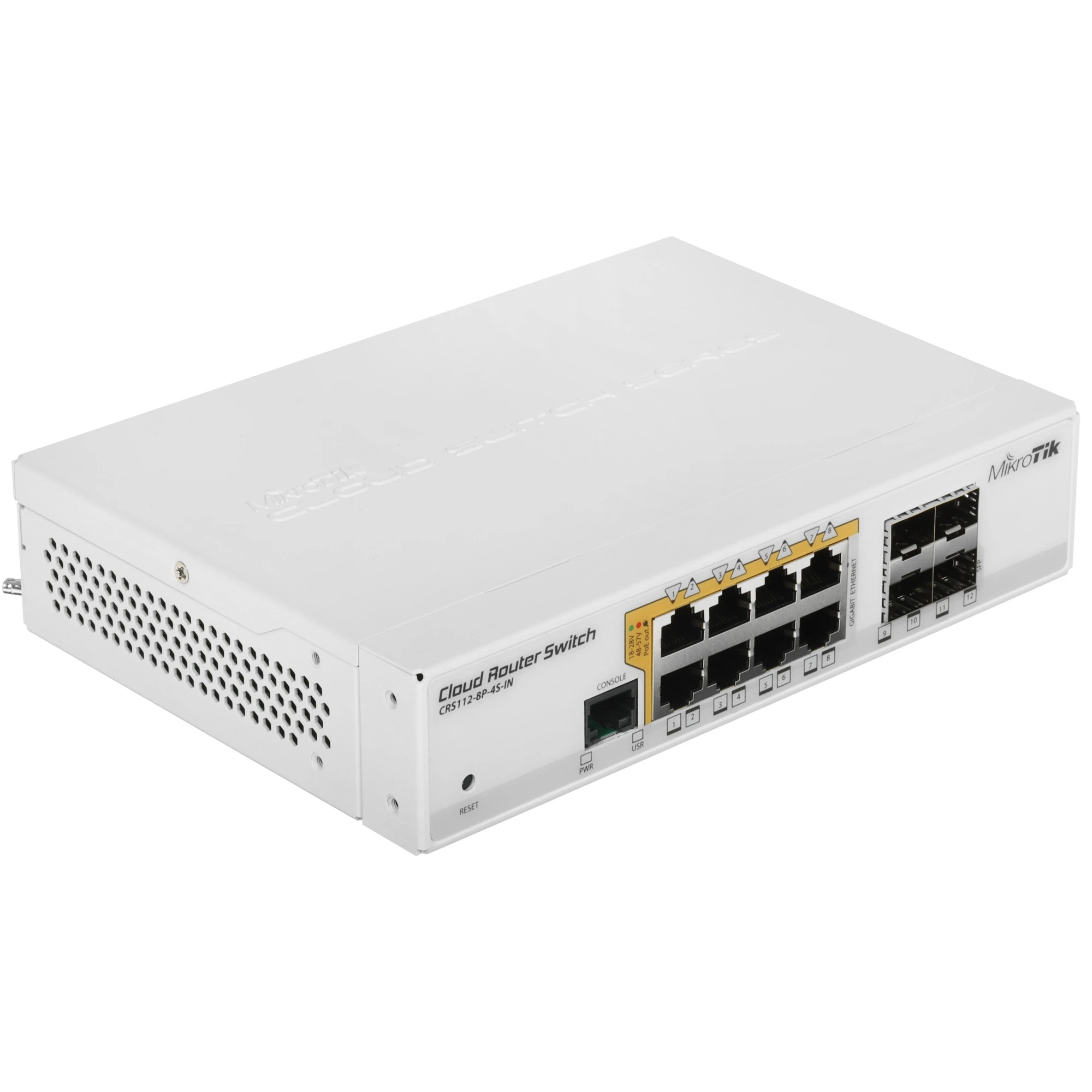 Коммутатор MikroTik CRS112-8P-4S-IN, 8×1 Гбит/с PoE + 4×1 Гбит/с SFP, управляемый