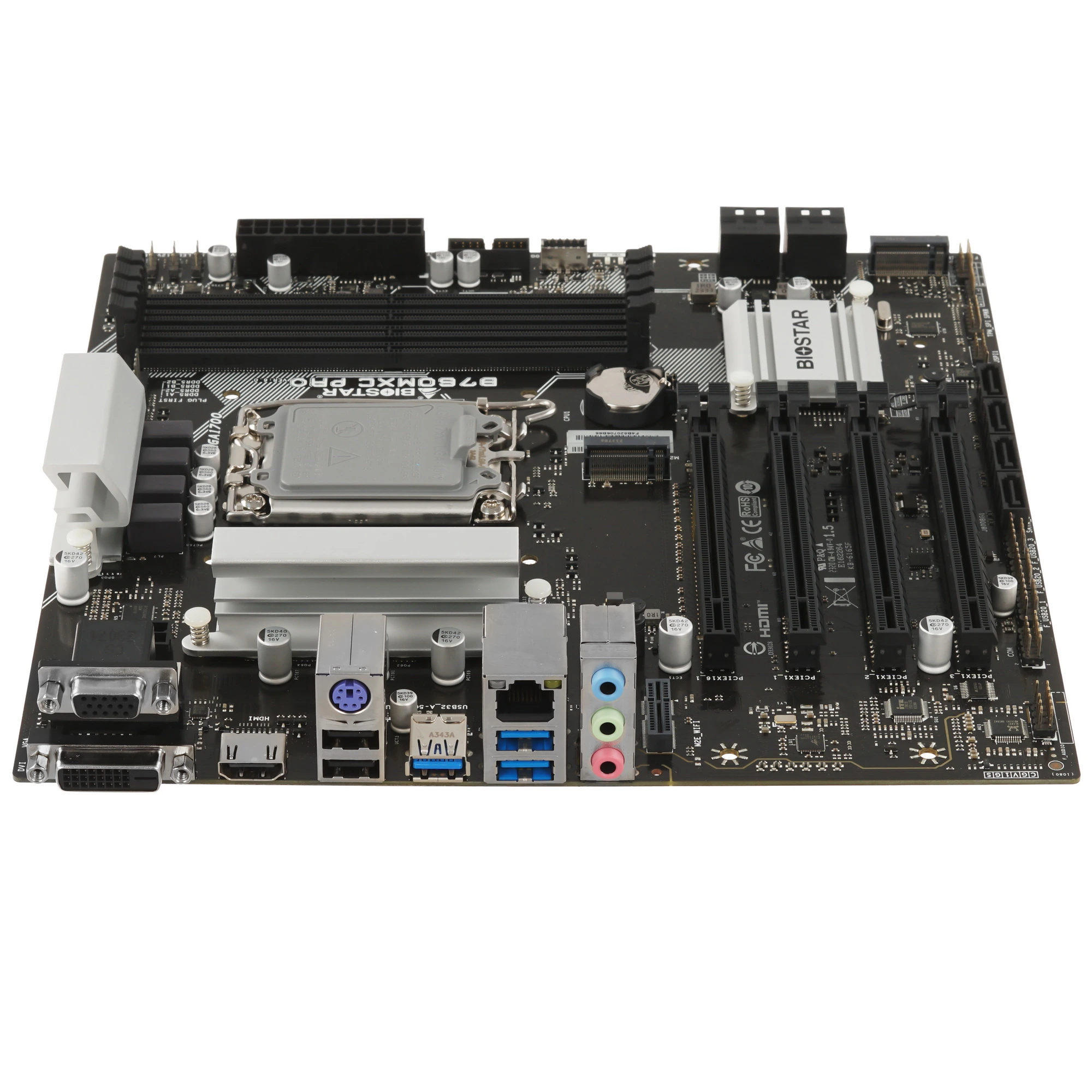 Материнская плата Biostar B760MXC PRO, LGA1700, Intel B760, 4xDDR5, 8xSATA, 2xM.2, 1xPCIe 4.0 x16, DVI-D, HDMI, D-Sub, 1x2.5Gb LAN, 3x3.5 мм, 7.1, microATX, фото7