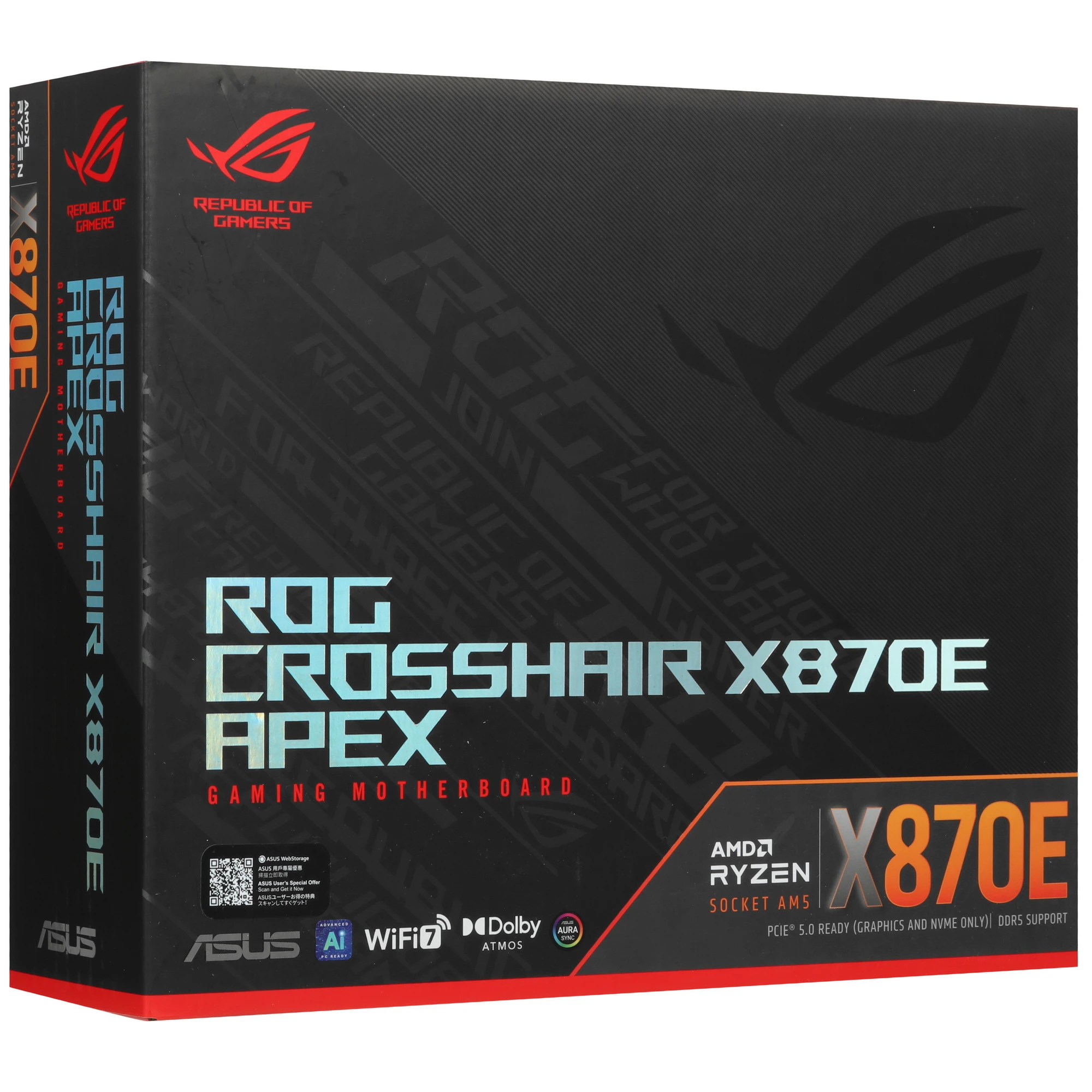 Материнская плата ASUS ROG CROSSHAIR X870E APEX, AM5, AMD X870E, 2xDDR5, 4xSATA, 5xM.2, 1xPCIe 5.0 x16, 1xPCIe 5.0 x8, 1xPCIe 3.0 x4, 1xPCIe 3.0 x1, 1xTOSLINK, 1x5Gb LAN, Wi-Fi 7, Bluetooth 5.4, 2xUSB-C 40Gbps, 1xUSB-C 10Gbps, 5xUSB-A 10Gbps, 2xUSB-A 5Gbps, 2x3.5 мм, 7.1, ATX, фото12