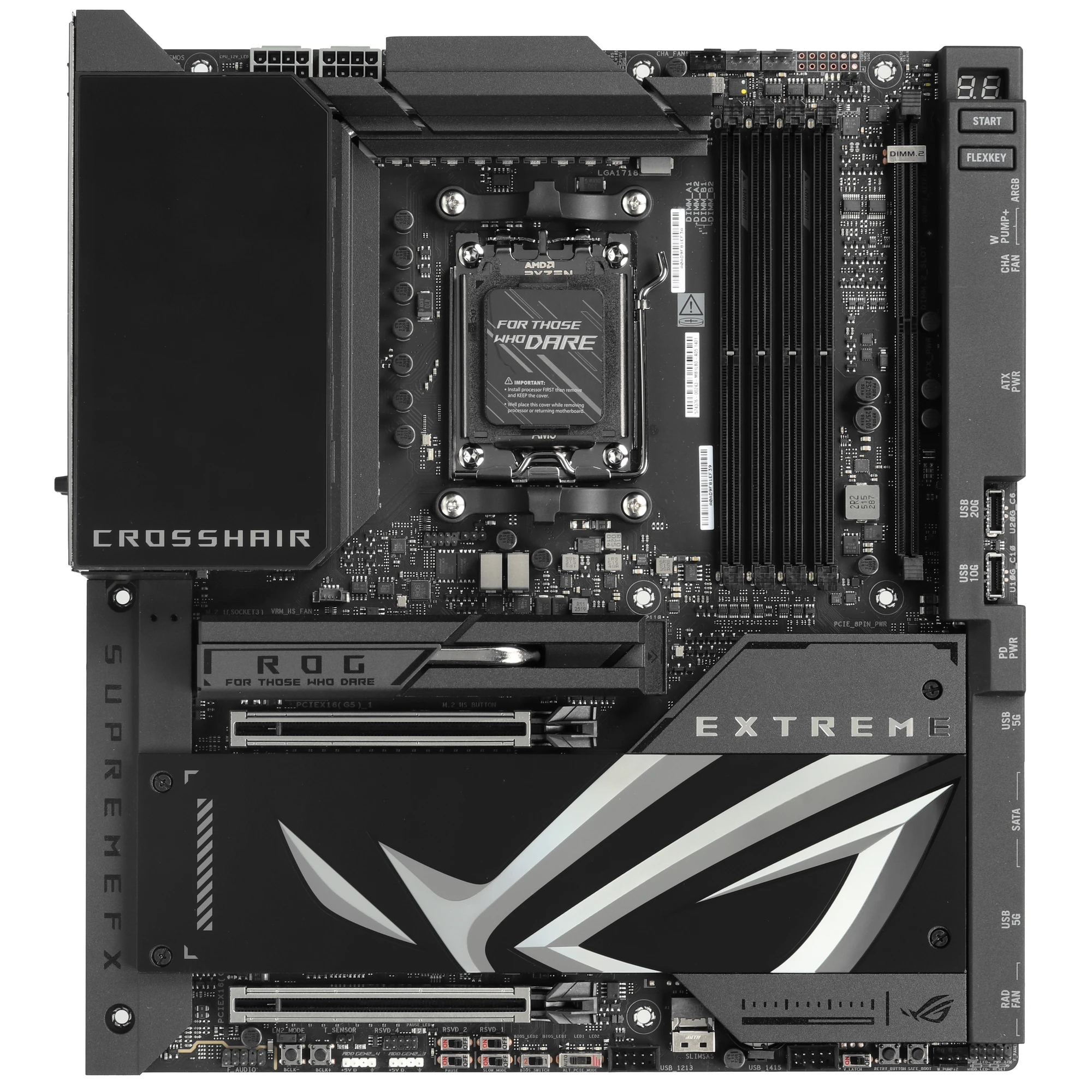 Материнская плата ASUS ROG CROSSHAIR X870E EXTREME, AM5, AMD X870E, 4xDDR5, 4xSATA, 5xM.2, 1xPCIe 5.0 x16, 1xPCIe 5.0 x8, 1xHDMI, 1x10Gb LAN, 1x2.5Gb LAN, Wi-Fi 7, Bluetooth 5.4, 2xUSB-C 40Gbps, 2xUSB-C 10Gbps, 8xUSB-A 10Gbps, 1xTOSLINK, 2x3.5 мм, 7.1, E-ATX