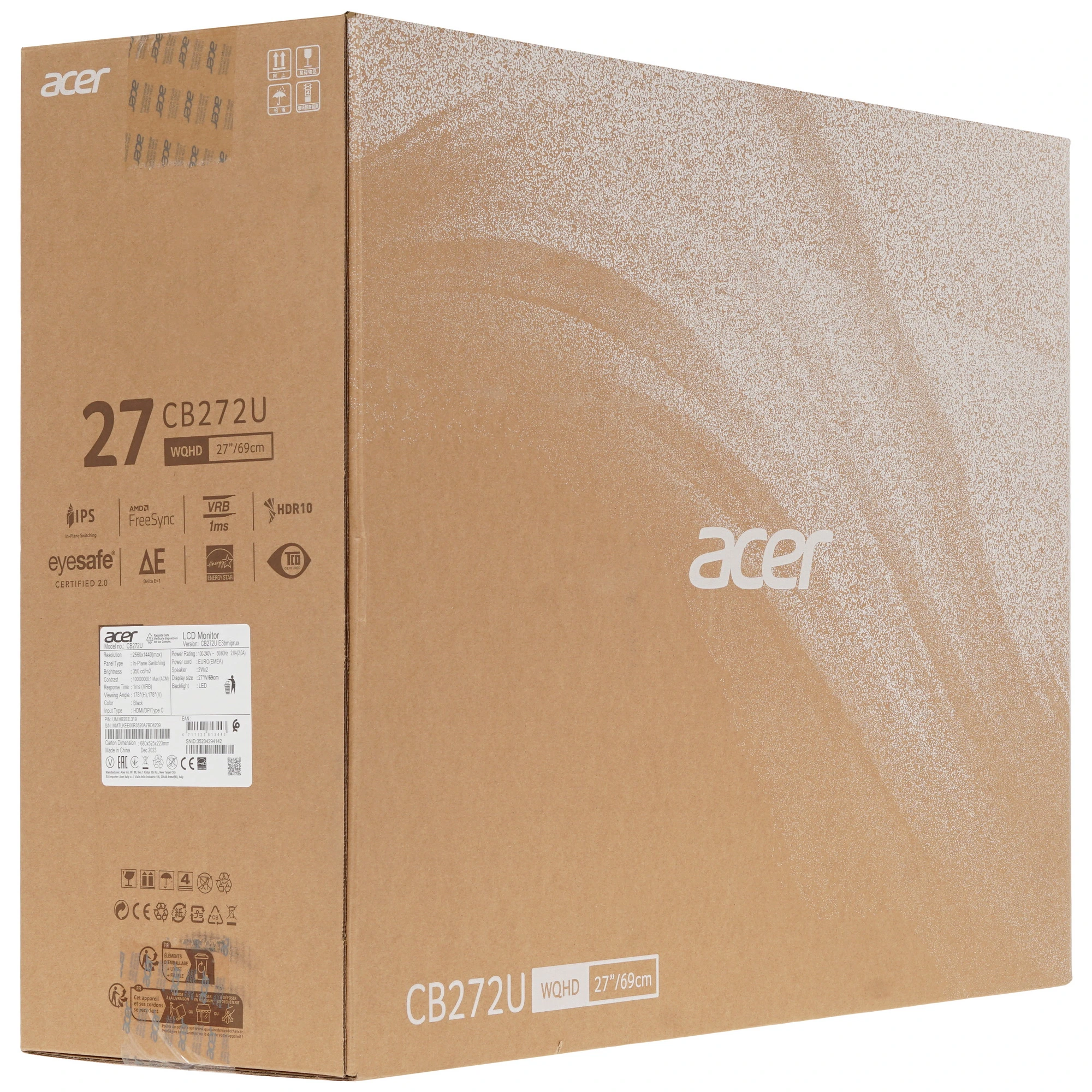 Монитор 27' Acer Vero CB272UE3bmiprux IPS 2560x1440, 100 Гц, 1 мс, 16:9, 350 кд/м², HDMI, DisplayPort, USB Type-C, Flicker Free, Low Blue Light, картинка в картинке, черный, фото9