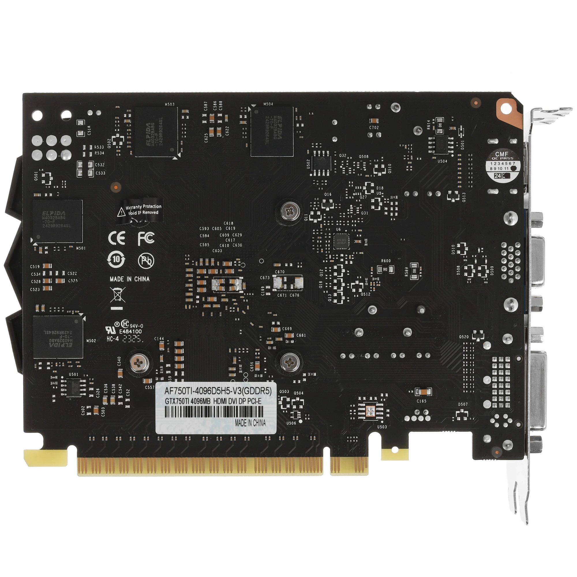 Видеокарта AFOX GeForce GTX 750 Ti, 4 GB GDDR5, 128 bit, DVI-D, HDMI, VGA (D-Sub), GPU 1085 МГц, фото2