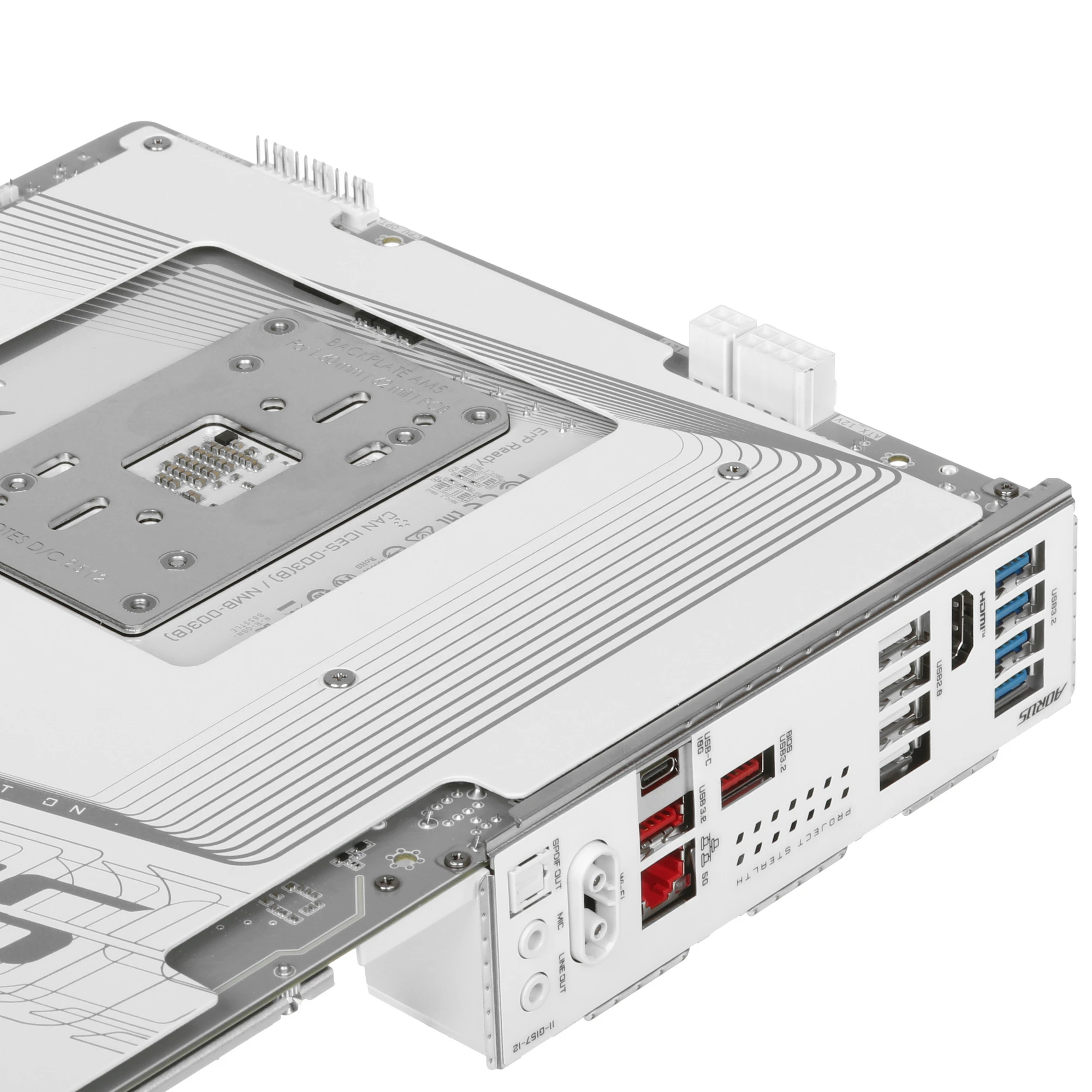 Материнская плата Gigabyte B850 AORUS STEALTH ICE, AM5, AMD B850, 4xDDR5, 2xSATA, 4xM.2, 1xPCIe 5.0 x16, 1xPCIe 4.0 x4, 1xHDMI, 1x5Gb LAN, Wi-Fi 7, Bluetooth 5.4, 1xUSB-C 10Gbps, 2xUSB-A 10Gbps, 4xUSB-A 5Gbps, 4xUSB-A 2.0, 2x3.5 мм, 7.1, ATX, фото7