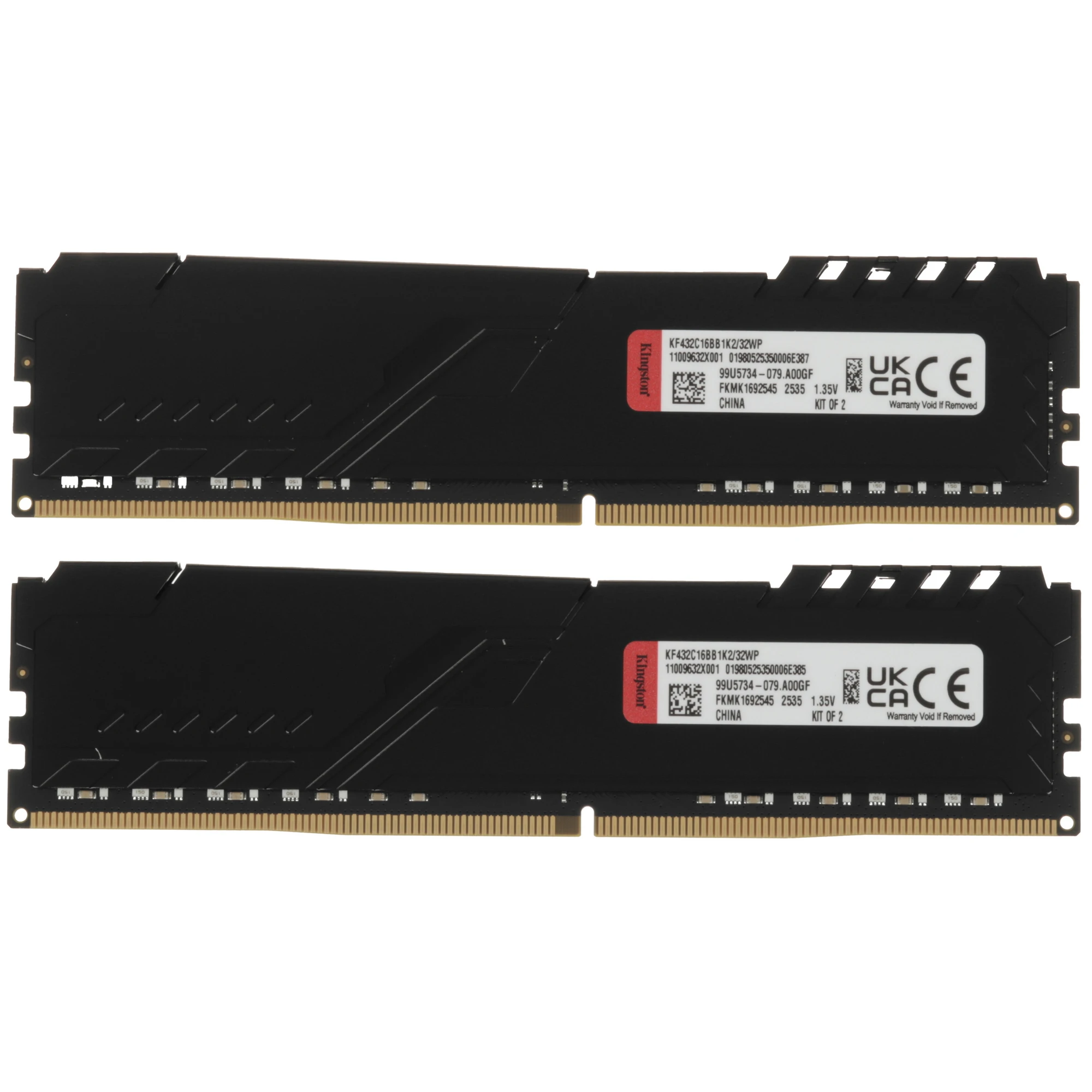 Оперативная память Kingston Fury Beast Black, DDR4, 32GB (2x16GB), 3200 MHz, CL16, с радиатором, черный, фото2