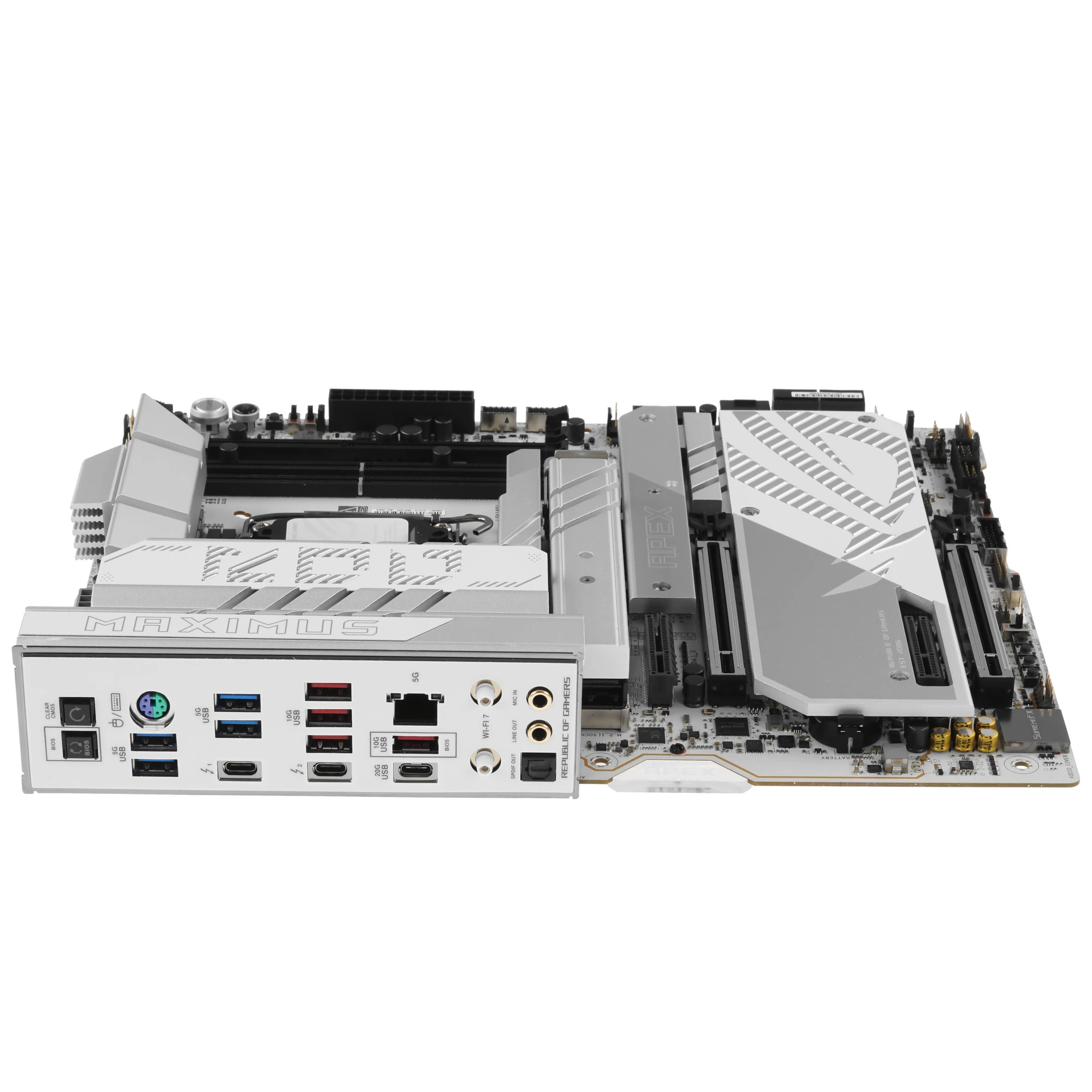 Материнская плата ASUS ROG MAXIMUS Z890 APEX, LGA 1851, Intel Z890, 2xDDR5, 4xSATA, 4xM.2, 1xPCIe 5.0 x16, 1xPCIe 5.0 x8, 2xUSB-C Thunderbolt 4, 1xUSB-C 20Gbps, 4xUSB-A 10Gbps, 4xUSB-A 5Gbps, 1x 5Gb LAN, 2x3.5 мм, 7.1, ATX, фото4
