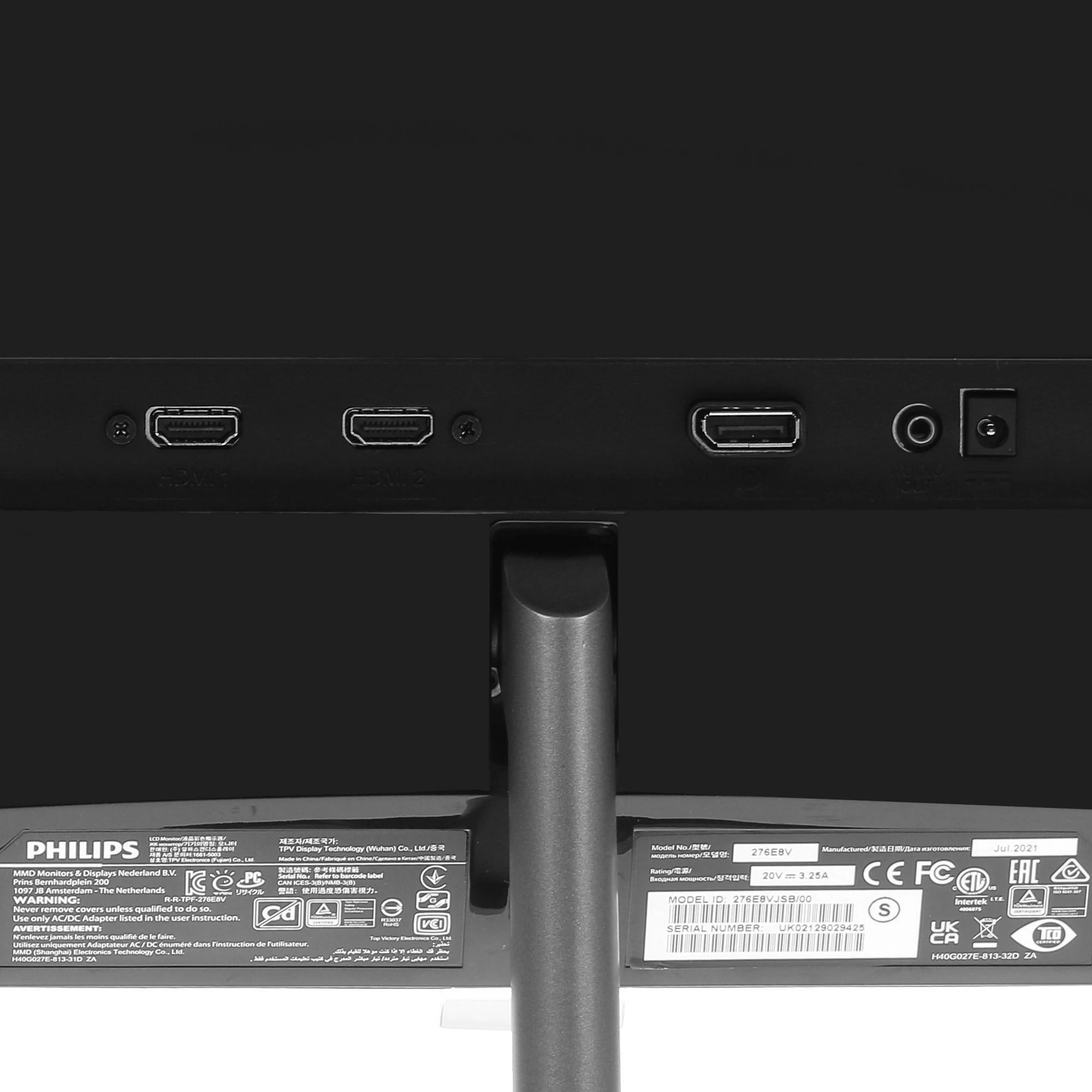 Монитор 27' Philips 276E8VJSB/00 IPS 3840x2160, 60 Гц, 5 мс, 16:350 кд/м², 2xHDMI 2.0, DP 1.2, 3.5 Jack, HDR10, черный, фото5