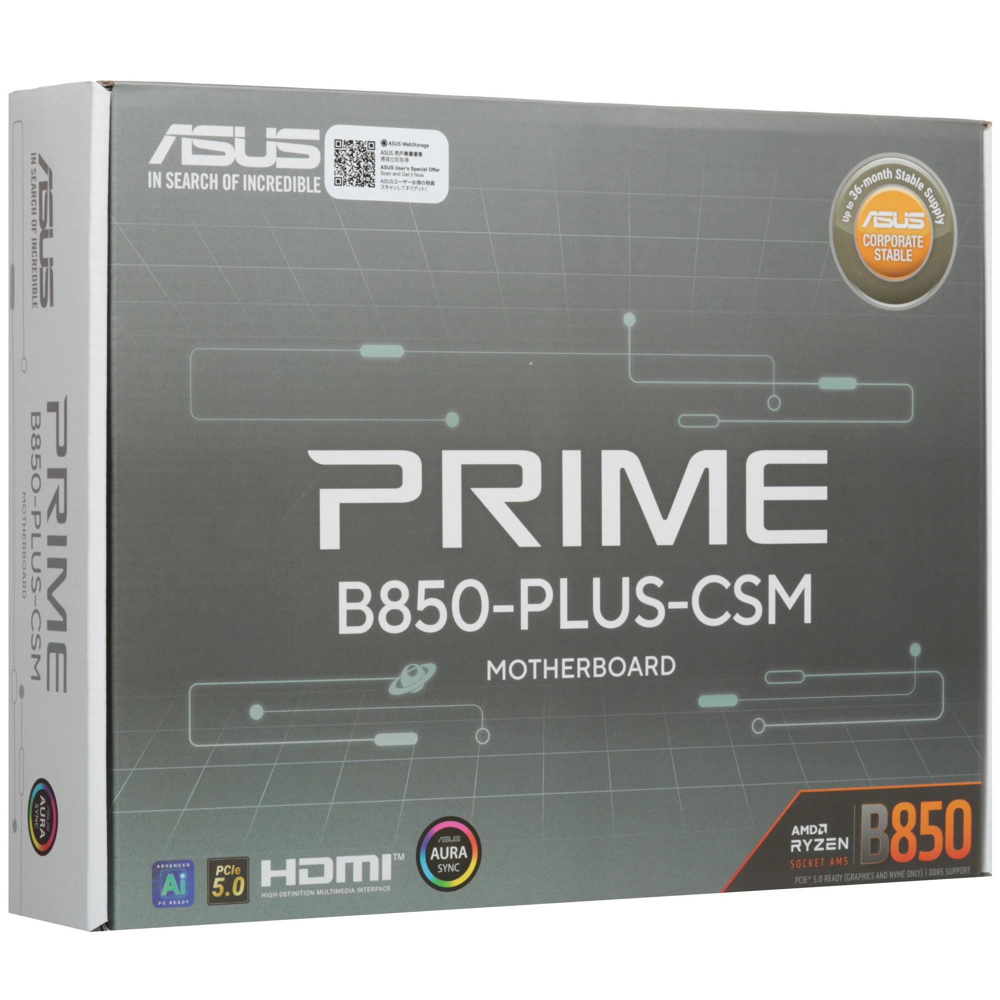 Материнская плата ASUS PRIME B850-PLUS-CSM, AM5, AMD B850, 4xDDR5, 4xSATA, 3xM.2, 1xPCIe 5.0 x16, 1xPCIe 4.0 x4, 1xDP, 1xHDMI, 1x2.5Gb LAN, 1xUSB-C 10Gbps, 3xUSB-A 10Gbps, 2xUSB-A 5Gbps, 2xUSB-A 2.0, 3x3.5 мм, 7.1, ATX, фото8