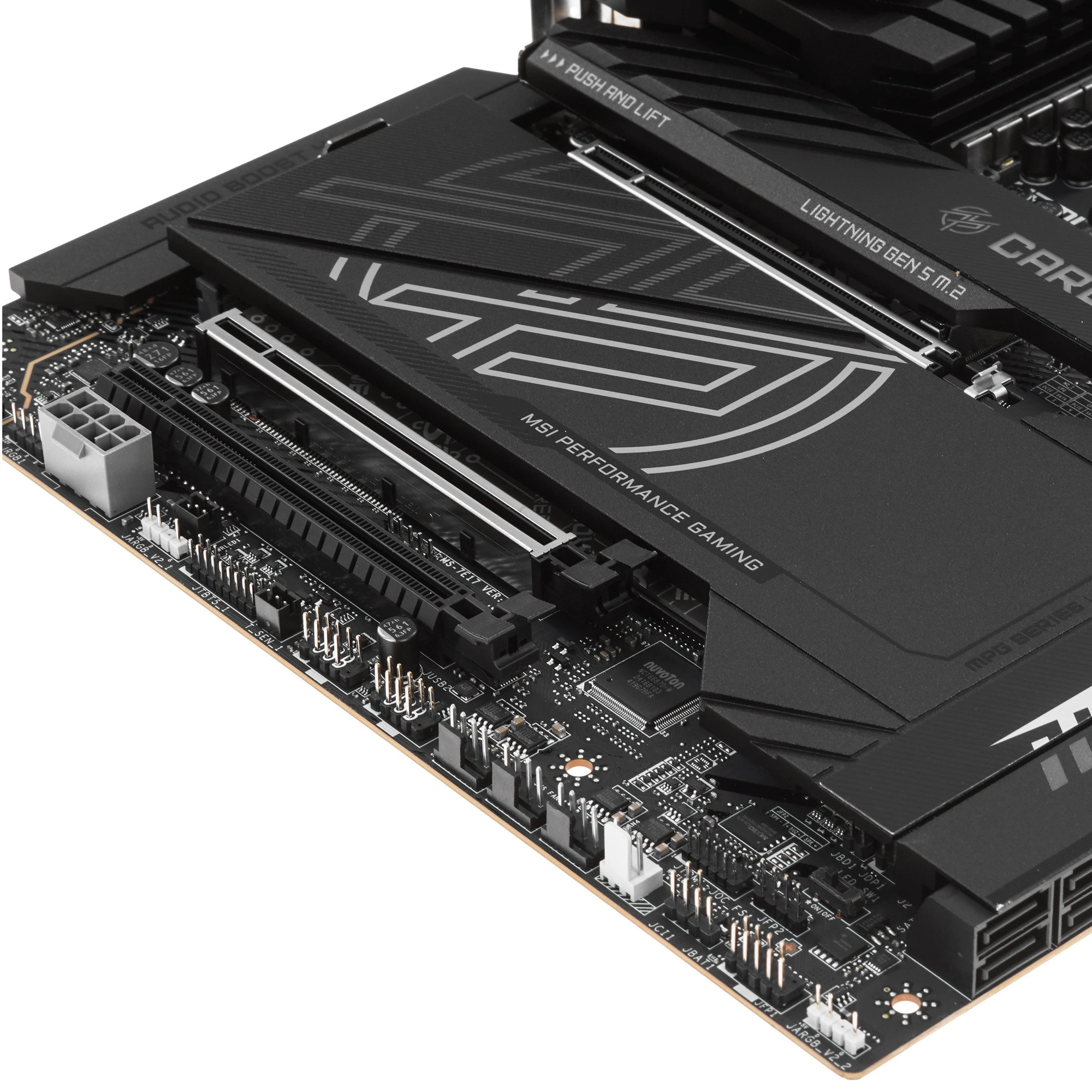 Материнская плата MSI MPG Z890 CARBON WIFI, LGA1851, Intel Z890, 4xDDR5, 4xSATA, 5xM.2, 1xPCIe 5.0 x16, HDMI, USB Type-C, 2x5Gb LAN, Thunderbolt, 2x3.5 мм, 7.1, ATX, фото6